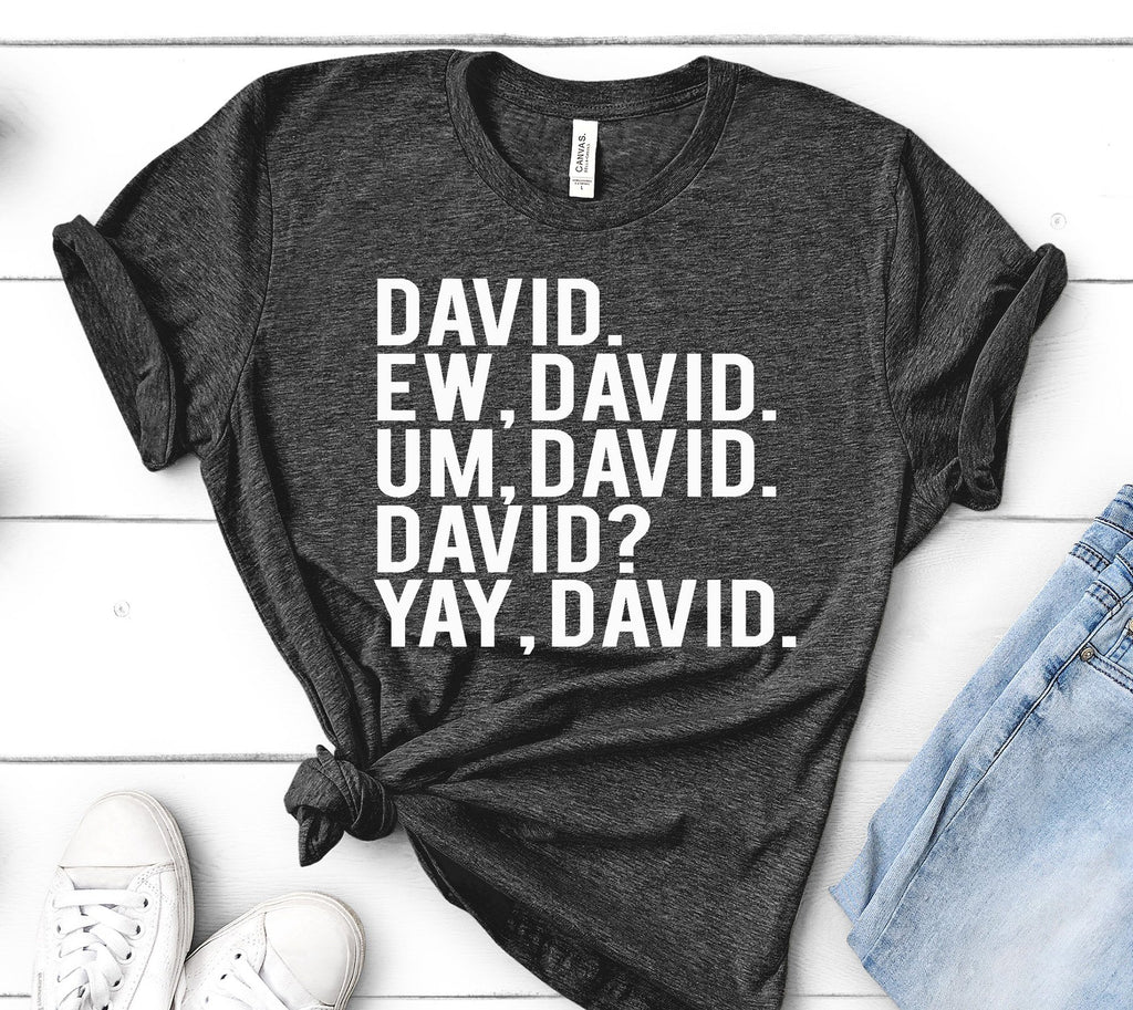 EW DAVID SCHITT'S CREEK HEATHER DARK GREY BELLA CANVAS TEE - SIZES TO 4XL