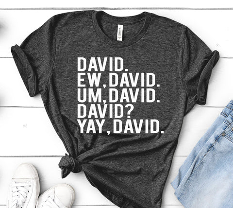 EW DAVID SCHITT'S CREEK HEATHER DARK GREY BELLA CANVAS TEE - SIZES TO 4XL
