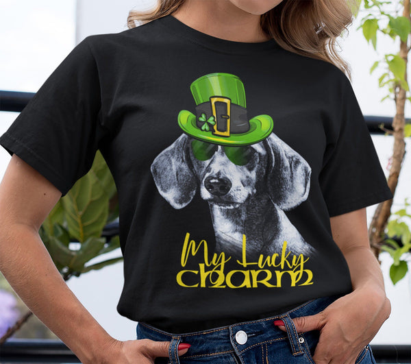 COOL LUCKY CHARM DACHSHUND BELLA CANVAS TEES - SIZES TO 4XL - 2 COLORS