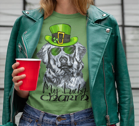 COOL LUCKY CHARM GOLDEN RETRIEVER BELLA CANVAS TEES - SIZES TO 4XL - 2 COLORS TO CHOOSE FROM