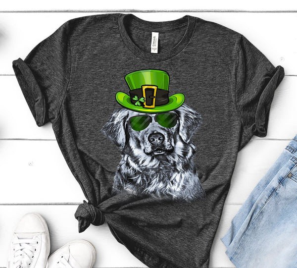 ST. PADDY'S DAY GOLDEN RETRIEVER BELLA CANVAS TEES - SIZES TO 4XL - 4 COLORS TO CHOOSE FROM