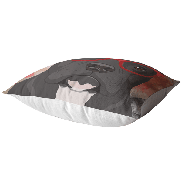 FREE SHIPPING: COOL CROPPED EAR HIPSTER PIT BULL THROW PILLOWS - 4 SIZES TO CHOOSE FROM IN STUFFED & SEWN, OR ZIP COVER ONLY, OR ZIP COVER & INSERT
