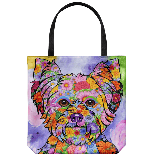 FABULOUS FLOWER YORKIE CANVAS TOTE - NEW BIGGER SIZE