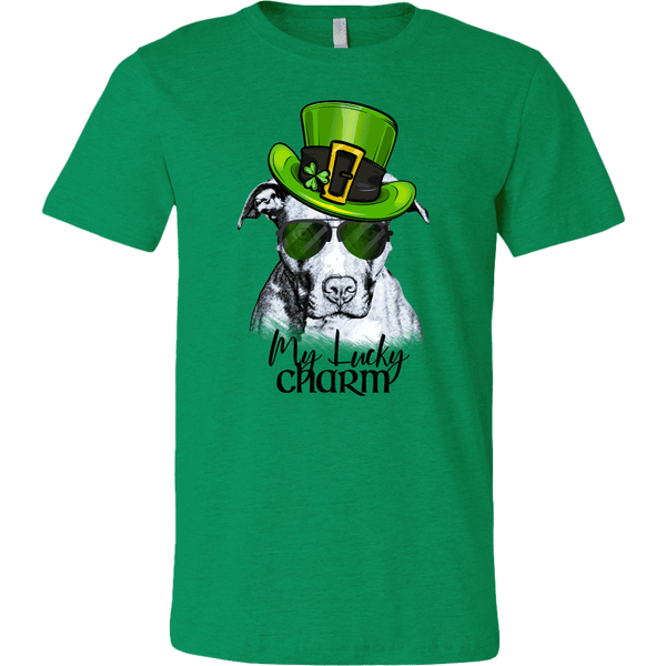 COOL LUCKY CHARM PIT BULL HEATHER COLORED PREMIUM BELLA CANVAS TEES - UP TO 3XL - 2 COLORS