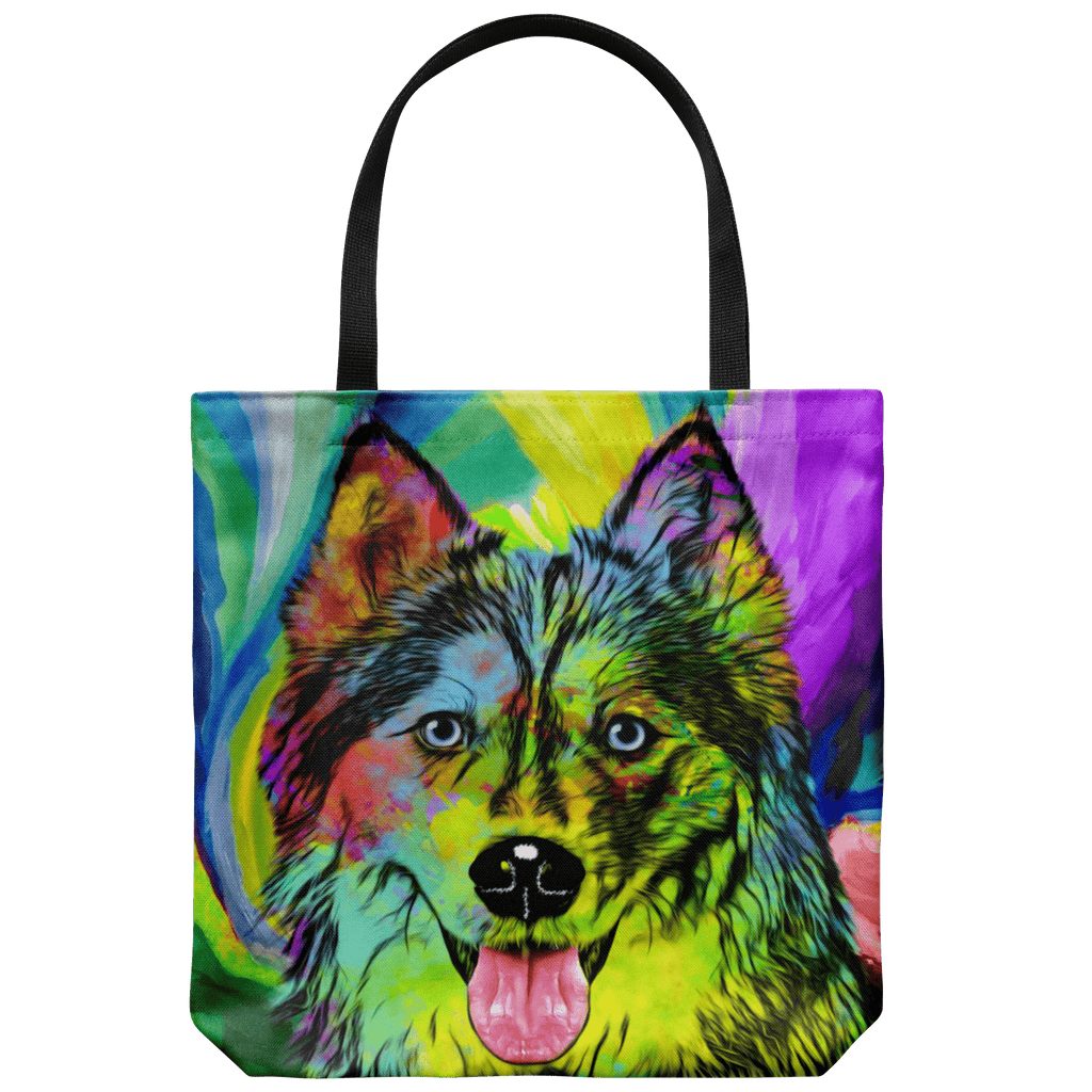 GORGEOUS POP ART HUSKY DOG CANVAS TOTE - NEW BIGGER SIZE