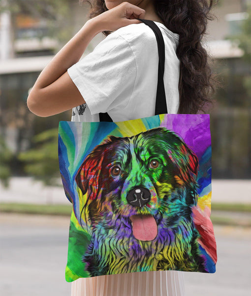 GORGEOUS POP ART BERNESE MOUNTAIN DOG CANVAS TOTE - NEW BIGGER SIZE