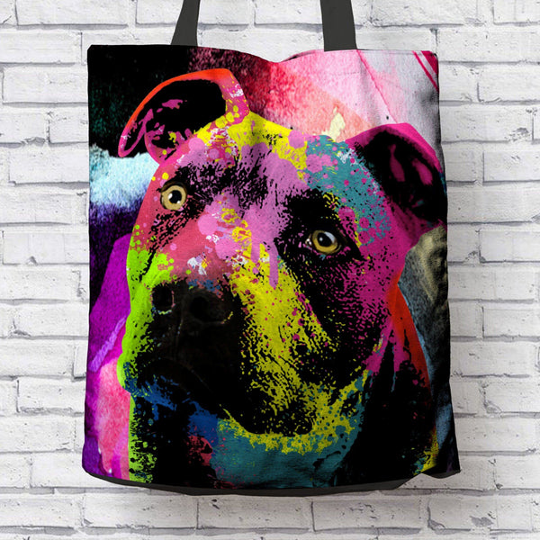 POP ART PIT BULL CANVAS TOTE