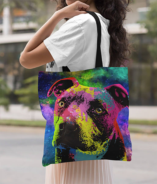 POP ART PIT BULL CANVAS TOTE