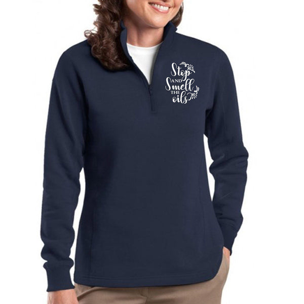 EMBROIDERED SMELL THE OILS Sport-Tek Ladies' 1/4 Zip Sweatshirt - 4 Colors to Choose From