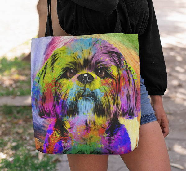 GORGEOUS POP ART SHIH TZU CANVAS TOTE - NEW BIGGER SIZE