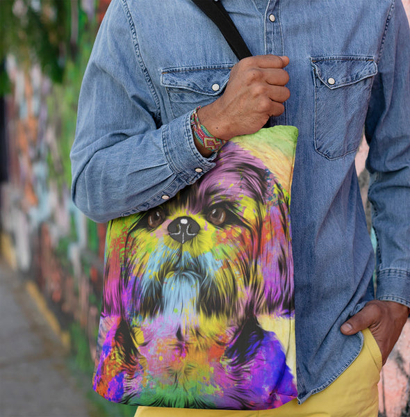 GORGEOUS POP ART SHIH TZU CANVAS TOTE - NEW BIGGER SIZE