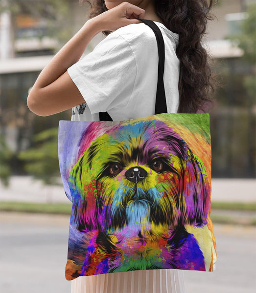 GORGEOUS POP ART SHIH TZU CANVAS TOTE - NEW BIGGER SIZE