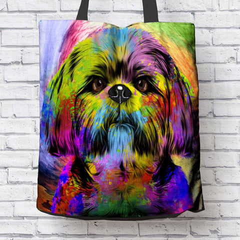 GORGEOUS POP ART SHIH TZU CANVAS TOTE - NEW BIGGER SIZE