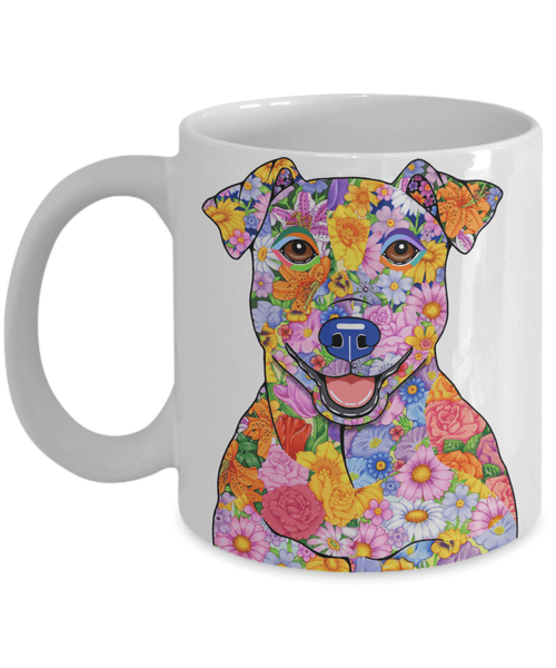 FABULOUS FLOWER JACK RUSSELL WHITE MUG - DESIGN ON BOTH SIDES