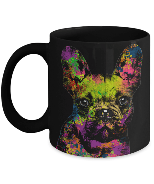 GORGEOUS POP ART FRENCH BULLDOG BLACK MUG - DESIGN ON BOTH SIDES