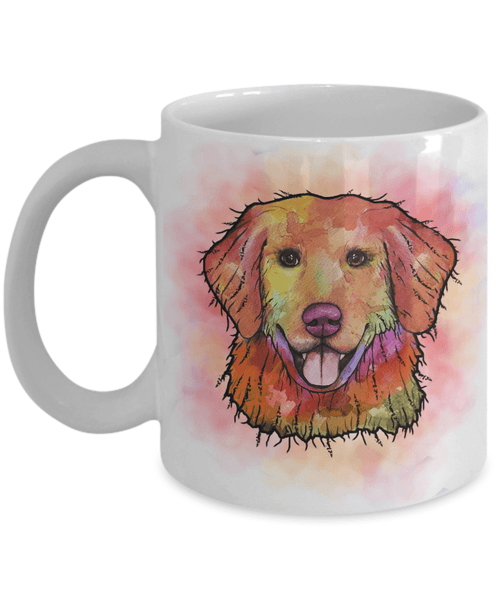 GORGEOUS WATERCOLOR GOLDEN RETRIEVER MUG - COMES IN WHITE TOO