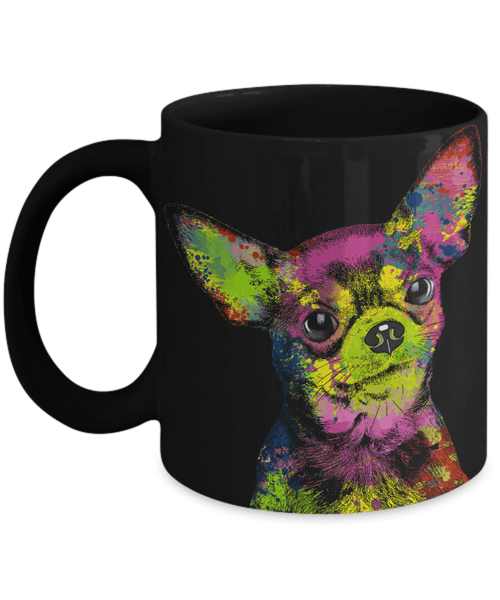 GORGEOUS POP ART CHIHUAHUA BLACK MUG - DESIGN ON BOTH SIDES