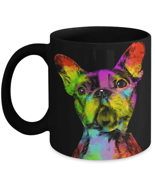 GORGEOUS POP ART BOSTON TERRIER BLACK MUG - DESIGN ON BOTH SIDES