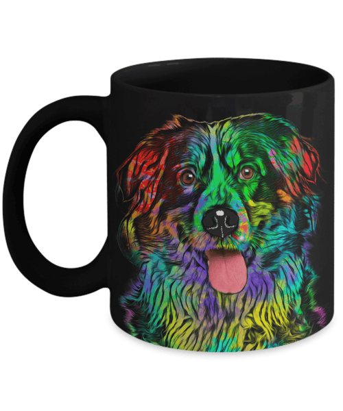 GORGEOUS POP ART BERNESE MOUNTAIN DOG BLACK MUG - DESIGN ON BOTH SIDES