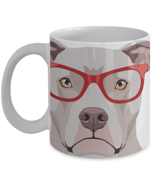 COOL HIPSTER PIT BULL MUG - 11-OZ. & 15-OZ. SIZES - FULL 365° WRAP DESIGN