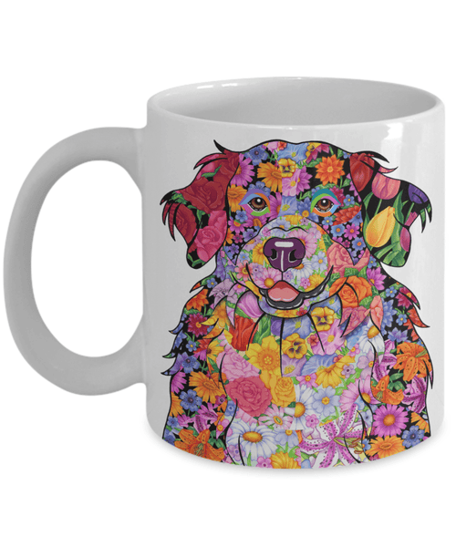 FABULOUS FLOWER BERNESE MOUNTAIN DOG WHITE MUG - DESIGN ON BOTH SIDES