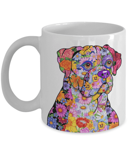 FABULOUS FLOWER BOXER WHITE MUG - DESIGN ON BOTH SIDES