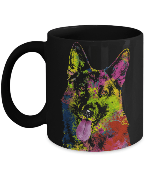 GORGEOUS POP ART GERMAN SHEPHERD BLACK MUG - DESIGN ON BOTH SIDES