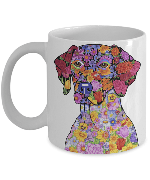 FABULOUS FLOWER GERMAN SHORTHAIRED POINTER WHITE MUG - DESIGN ON BOTH SIDES