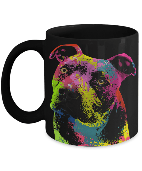GORGEOUS POP ART PIT BULL BLACK MUG - DESIGN ON BOTH SIDES