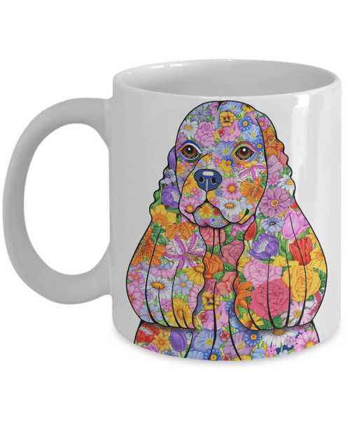 FABULOUS FLOWER COCKER SPANIEL WHITE MUG - DESIGN ON BOTH SIDES