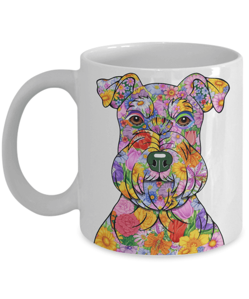 FABULOUS FLOWER SCHNAUZER WHITE MUG - DESIGN ON BOTH SIDES