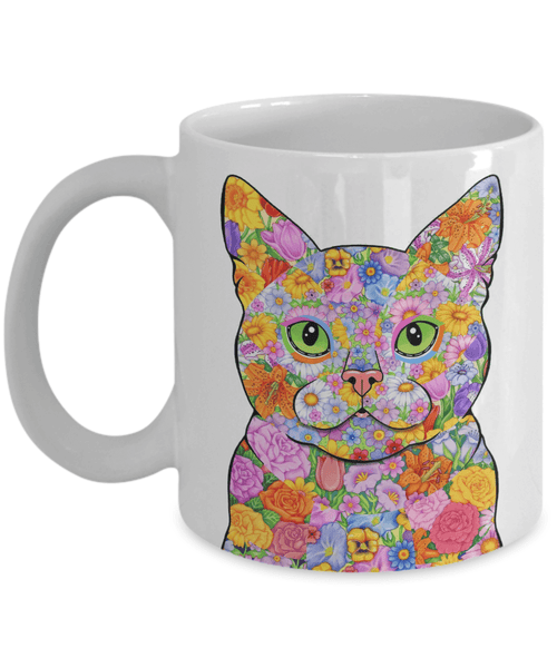 AWESOME FLOWER CAT MUG