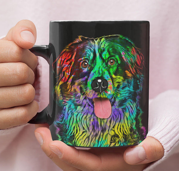 GORGEOUS POP ART BERNESE MOUNTAIN DOG BLACK MUG - DESIGN ON BOTH SIDES