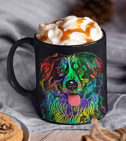 GORGEOUS POP ART BERNESE MOUNTAIN DOG BLACK MUG - DESIGN ON BOTH SIDES