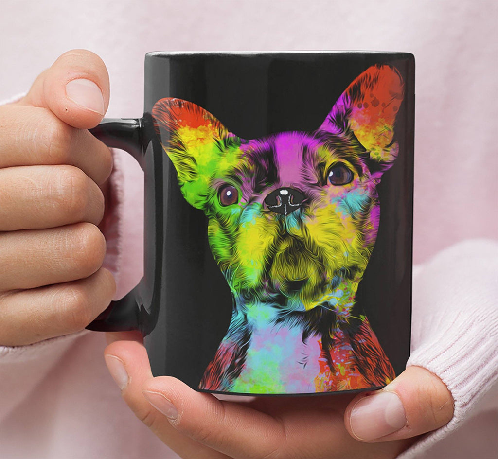 GORGEOUS POP ART BOSTON TERRIER BLACK MUG - DESIGN ON BOTH SIDES