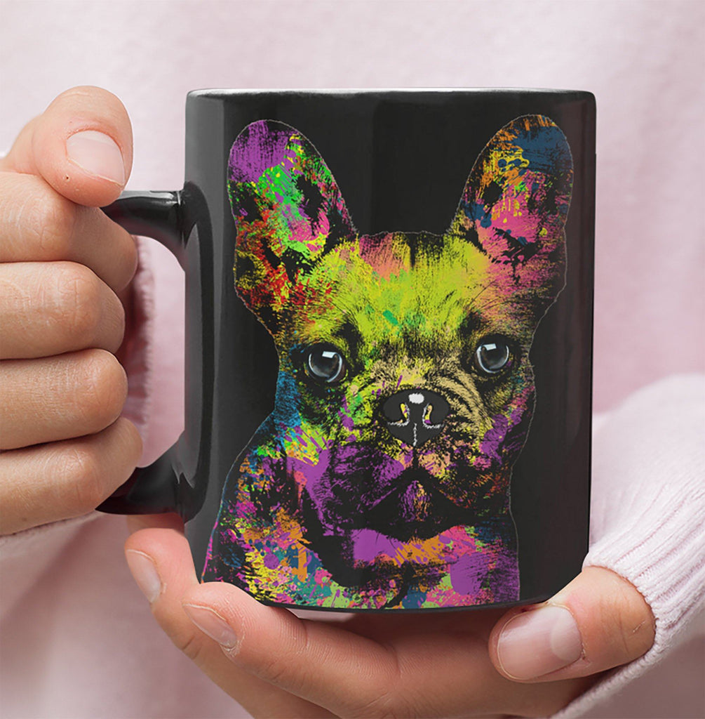 GORGEOUS POP ART FRENCH BULLDOG BLACK MUG - DESIGN ON BOTH SIDES