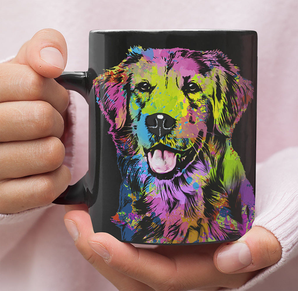 GORGEOUS POP ART GOLDEN BLACK MUG - DESIGN ON BOTH SIDES