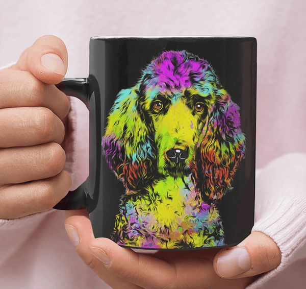 GORGEOUS POP ART POODLE BLACK MUG - DESIGN ON BOTH SIDES