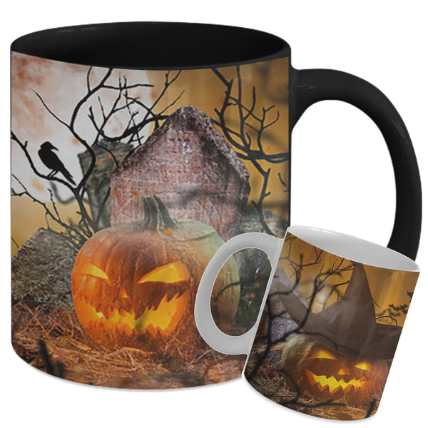 HALLOWEEN SCARY PUMPKINS 11 OZ MUG - WRAP DESIGN - 2 COLORS