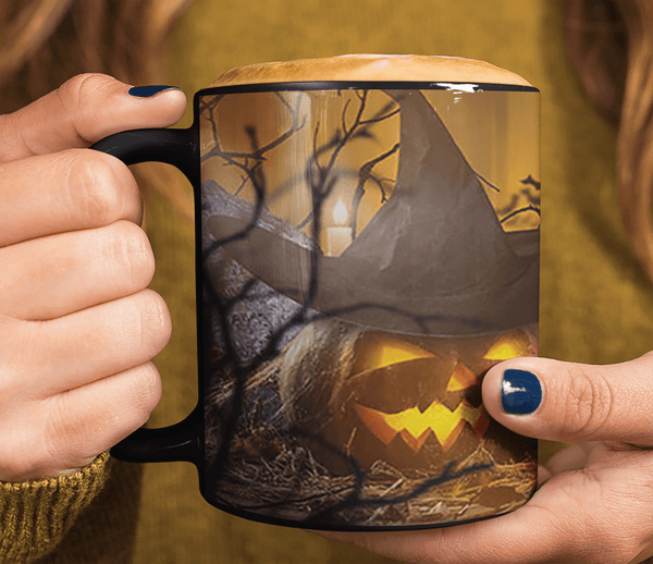 HALLOWEEN SCARY PUMPKINS 11 OZ MUG - WRAP DESIGN - 2 COLORS