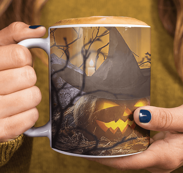 HALLOWEEN SCARY PUMPKINS 11 OZ MUG - WRAP DESIGN - 2 COLORS