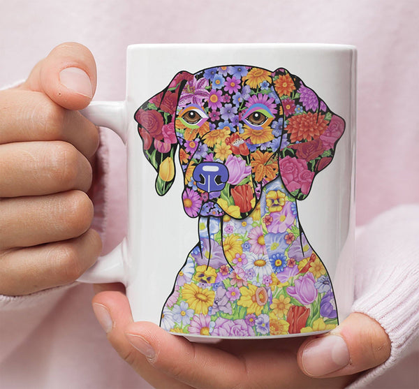 FABULOUS FLOWER GERMAN SHORTHAIRED POINTER WHITE MUG - DESIGN ON BOTH SIDES