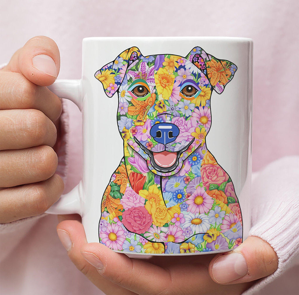 FABULOUS FLOWER JACK RUSSELL WHITE MUG - DESIGN ON BOTH SIDES