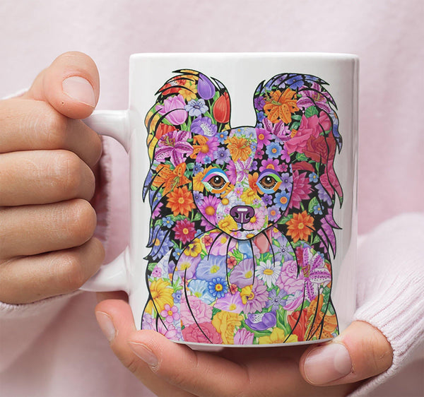 FABULOUS FLOWER PAPILLON WHITE MUG - DESIGN ON BOTH SIDES