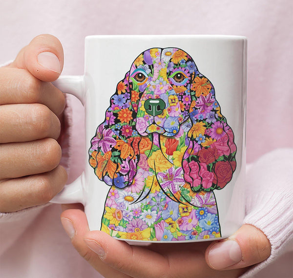 FABULOUS FLOWER SPRINGER SPANIEL WHITE MUG - DESIGN ON BOTH SIDES