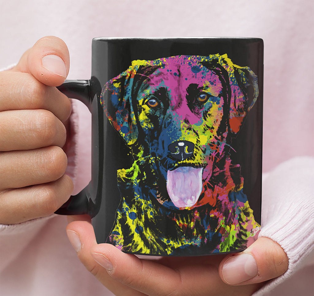 GORGEOUS POP ART LABRADOR BLACK MUG - DESIGN ON BOTH SIDES