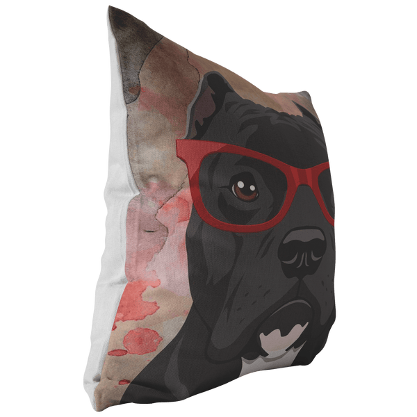 FREE SHIPPING: COOL CROPPED EAR HIPSTER PIT BULL THROW PILLOWS - 4 SIZES TO CHOOSE FROM IN STUFFED & SEWN, OR ZIP COVER ONLY, OR ZIP COVER & INSERT