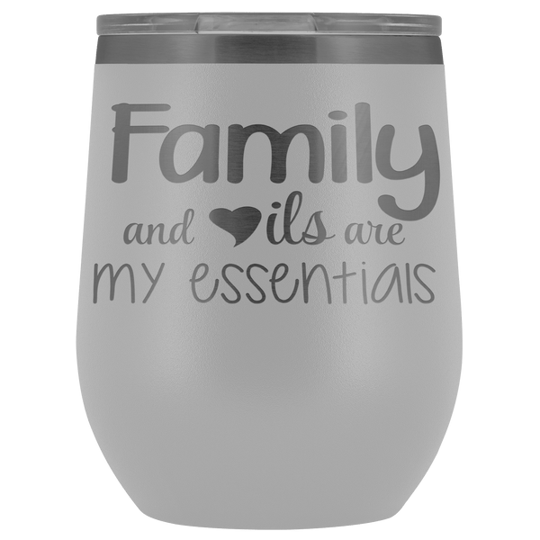 FAMILY & OILS WINE STAINLESS STEEL VACUUM WINE TUMBLER - 12 COLORS TO CHOOSE FROM