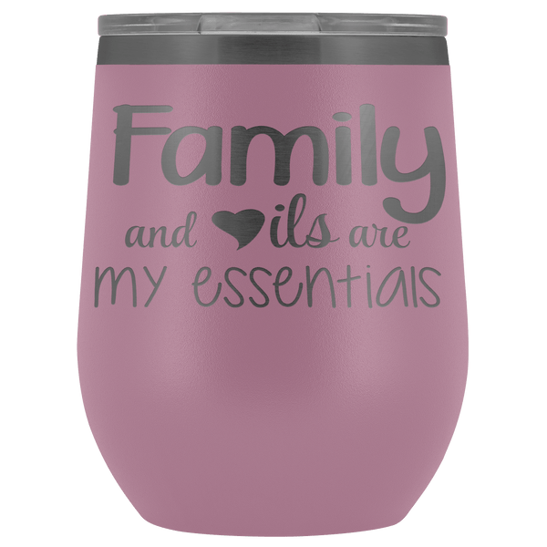 FAMILY & OILS WINE STAINLESS STEEL VACUUM WINE TUMBLER - 12 COLORS TO CHOOSE FROM