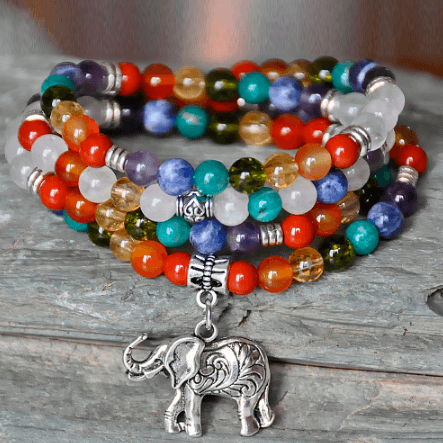 STUNNING 108 BEAD CHAKRA GEMSTONE MALA